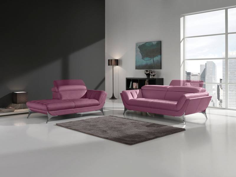 Egoitaliano Polstergarnitur Sueli, (Set), bestehend aus Sofa und Recamiere, Kopfteilverstellung, Bezug Leder von Egoitaliano