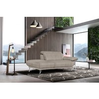 Egoitaliano Ottomane "Anais, erstklassiges Designsofa, Breite 179 cm, Fußfarbe chrom" Kopfteil verstellbar, Luxus-Microfaser Lederoptik, opal grau von Egoitaliano