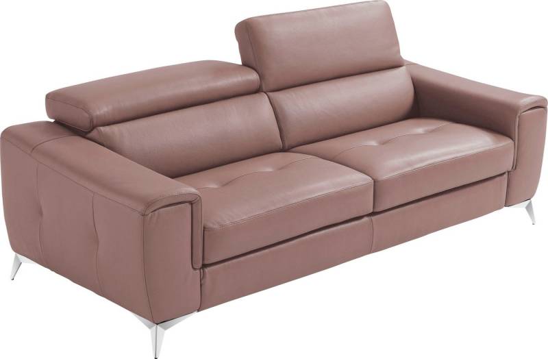 Egoitaliano Schlafsofa Francine Designsofa, Loungesofa mit Dauerschlaffunktion, Breite 233 cm, mit Bettfunktion, Leder BULL, safari, Fußfarbe chrom von Egoitaliano