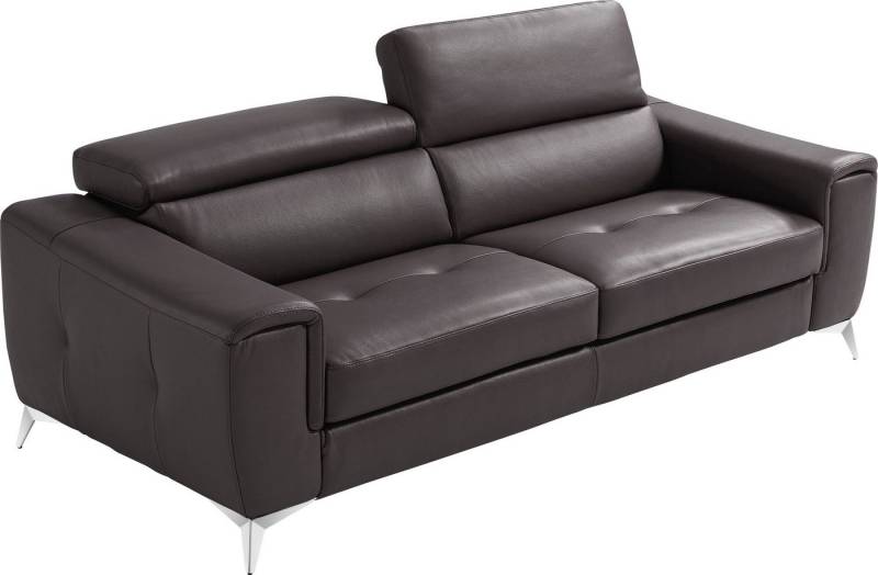 Egoitaliano Schlafsofa Francine Designsofa, Loungesofa mit Dauerschlaffunktion, Breite 233 cm, mit Bettfunktion, Leder BULL, schwarz, Fußfarbe chrom von Egoitaliano