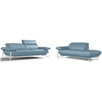Egoitaliano Sofa "Anais, erstklassiger Sitzkomfort, Fußfarbe chrom" Set, Kopfteil verstellbar, Leder CAREZZA, himmelblau von Egoitaliano