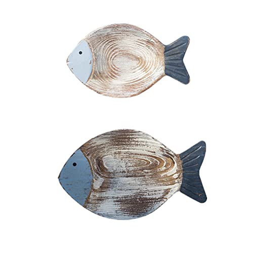 Egujiwa Holz-Fisch-Hängeornament, Holz-Fisch-Wandkunst-Dekor für Strand-Thema-Fisch-Skulptur (Typ 1) von Egujiwa