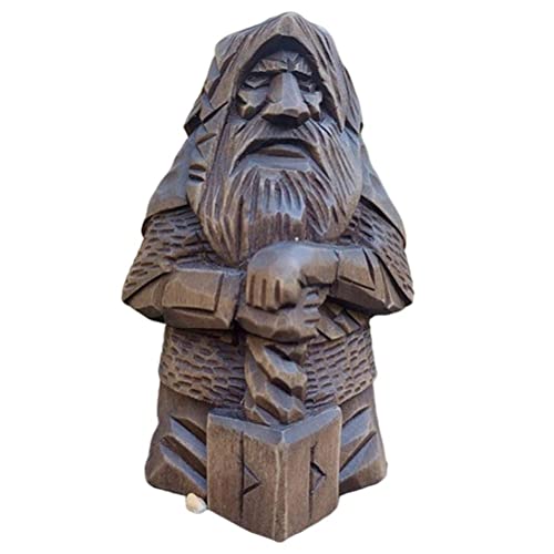Egujiwa Odin Thor Wikinger-Statue aus Kunstharz, Kunsthandwerk, Ornamente für Zuhause, Outdoor, Gartendekoration (Donner – Hammer) von Egujiwa