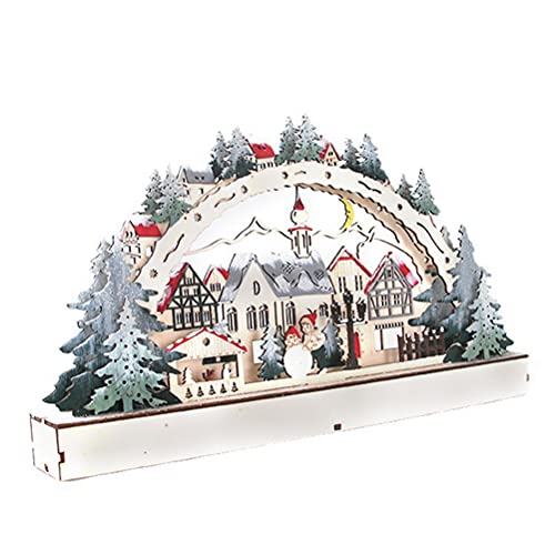Egujiwa Weihnachtshaus, LED-Weihnachtswaldszene, Hölzernes Weihnachtsdorf, Einkaufszentrum, Fensterdekoration (38 * 5 * 22cm) von Egujiwa