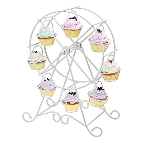 Riesenrad Cupcake-Ständer, Cupcake-Halter, Rack für 8 Tassen, Dessert-Serviertablett, Hochzeits-Party-Einrichtungszubehör (Sortierte Farbe) von Egujiwa