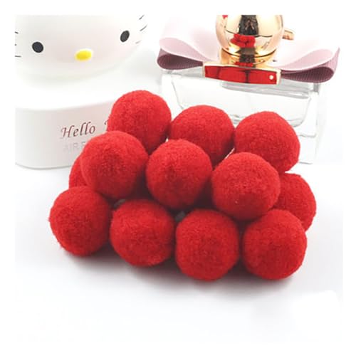 Egurs 100 Stück 3cm Pom poms Pompons zum Basteln Flauschige Bälle Hohe Elastische Kleine Pompons Plüsch Bälle 30mm Bunte Bommeln Bälle für DIY Kreative Handwerk Dekoration Rot von Egurs