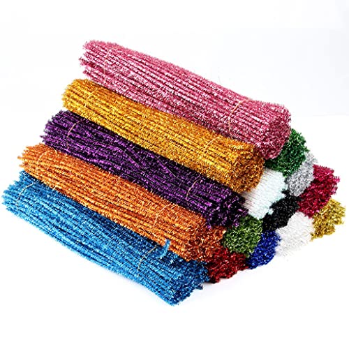 Egurs 1500 Stück 30cm Glitzer Pfeifenreiniger Lametta Chenilledraht Bunt Biegeplüsch DIY Handwerk(15 Farben,100Stück/farben) von Egurs
