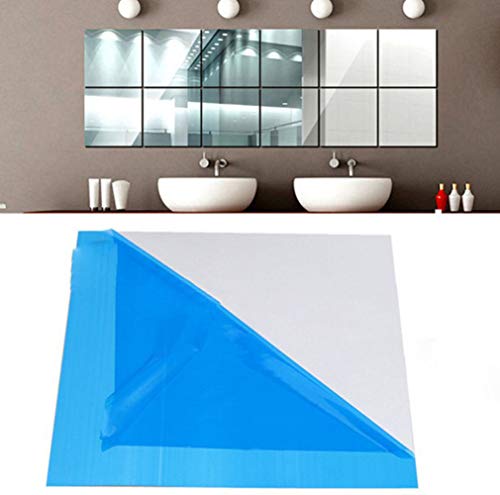 Egurs 9 Stück15 x 15cm Spiegelfliesen Selbstklebend Spiegelfolie Spiegelfliesen zum kleben Wand Spiegel Kunststoff Set Spiegel Wandaufkleber Klebespiegel Spiegelblätter Spiegelkacheln Bad von Egurs