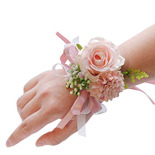 Egurs Hochzeit Braut Brautjungfer Blumenstrauß Handgelenk Corsage Handgelenk Blume Strauß Dekoration Rosa von Egurs