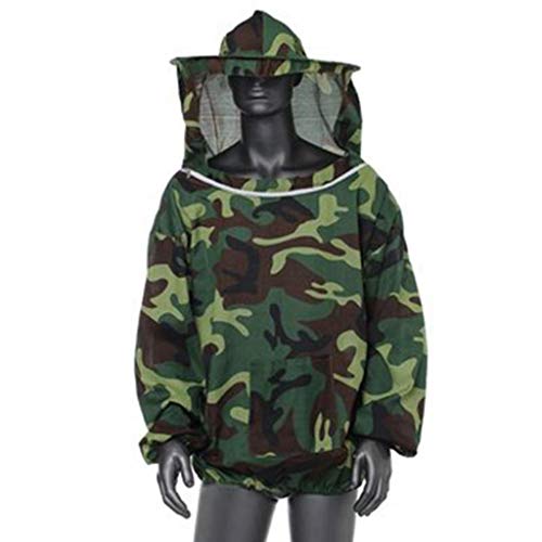 Egurs Imkerjacke Smock Imkeranzug Profi Imker Bienenschutzmütze und Schal Bienenschutzjacke Camouflage grün von Egurs