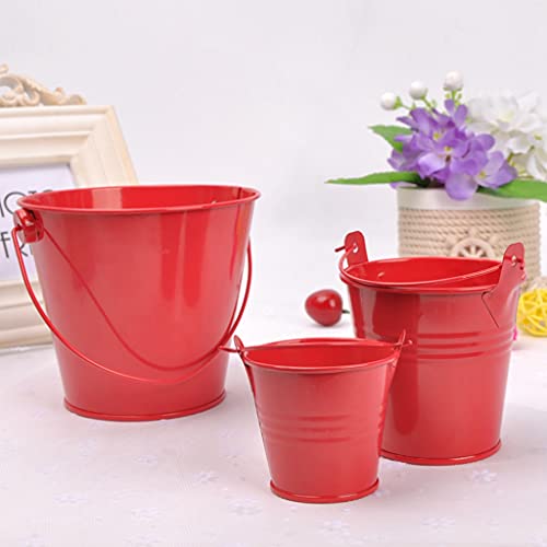 Egurs Mini Eimer 3pcs/Set Bunt Kleine Metalleimer Mini Blumentopf Garten Container mit Henkel für Party Hochzeit Süßigkeiten Bonbons Tischdeko rot von Egurs