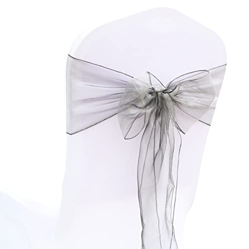 Egurs Organza Stuhlschleife Hochzeit Deko Stuhl Schärpe Bögen Band Schleife 18 * 275cm Stuhlbezugschleifen Stuhlhussen für Hochzeit Party Geburtstag Weihnachten Dekoration Silber 10 Stück von Egurs