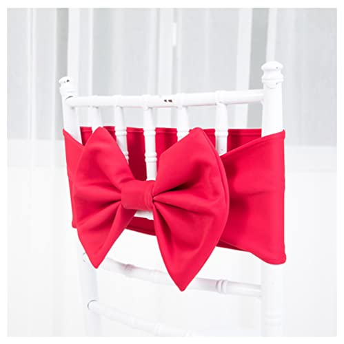 Egurs Stuhlschleife Stuhlschärpen Hochzeit Deko Stuhl Schärpe Bögen Band Stretch-Schleife Stuhlbezugschleifen für Hochzeit Party Geburtstag Weihnachten Hotel Bankett Stühle Dekoration Rot 6pcs von Egurs