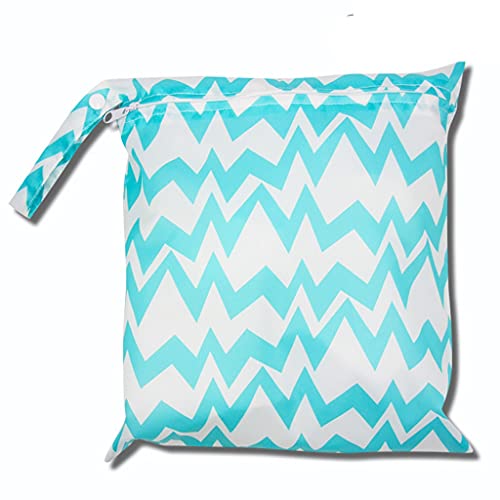 Egurs Wetbag Wasserdicht Wiederverwendbar Wickeltasche Windelbeutel Blaue und weiße Streifen M=30 * 28cm von Egurs