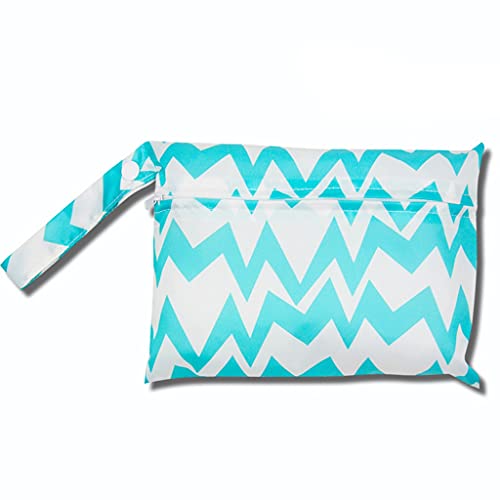 Egurs Wetbag Wasserdicht Wiederverwendbar Wickeltasche Windelbeutel Blaue und weiße Streifen S=22 * 15cm von Egurs