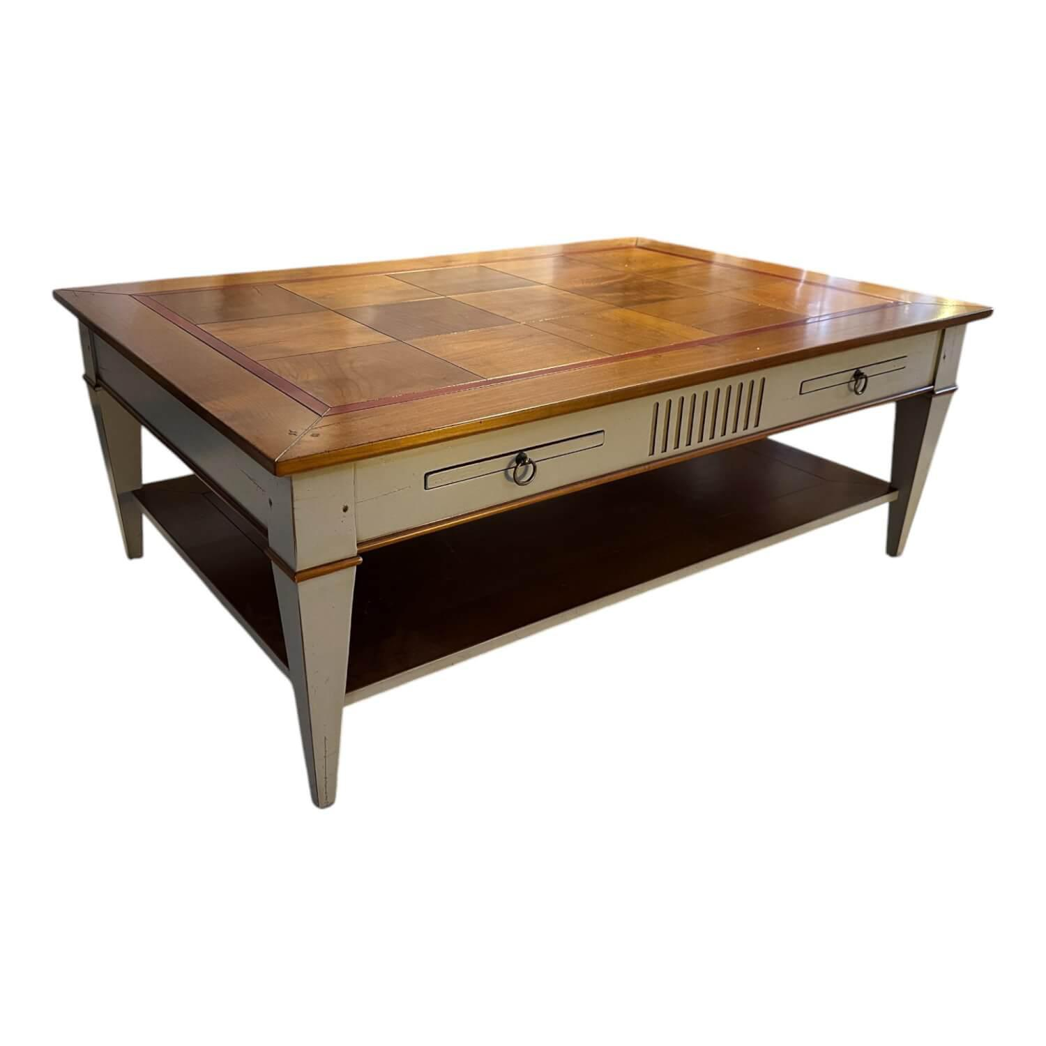 Couchtisch Directoire Schachbrett Holz Kirschbaum Lackiert Hellbraun Und Dunkelb... von Ehalt
