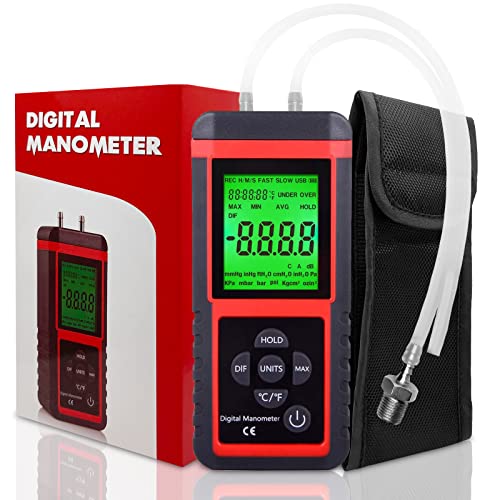 Ehdis Digital Manometer Luftdruck-Messgerät mit 32-Bit MCU 24-BitADC mit hoher Genauigkeit 12 Einheiten Speichern oder Halten von EHDIS