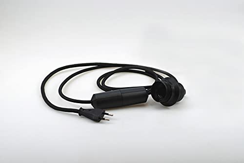 EHMANN 2820x0899 Schnurdimmer Combo, bestehend aus Eurostecker Zuleitung, Dimmer T28.08 und E27 Fassung, inkl. Textilkabel schwarz von Ehmann