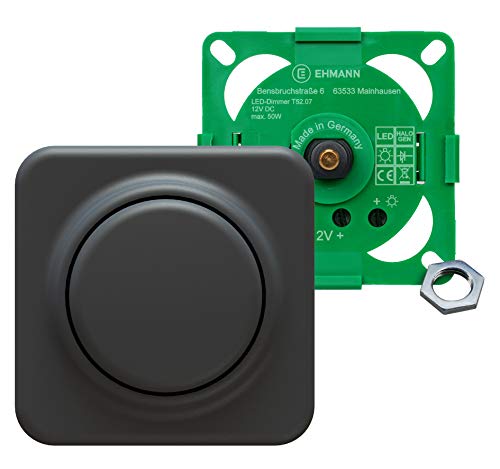 Ehmann 12 V LED-Dimmer T52.07 (5230x0700), 0-50W, Pulsweitenmodulation, inkl. Einzelplatzabdeckung Farbe: anthrazit, z.B. für Wohnmobil von Ehmann