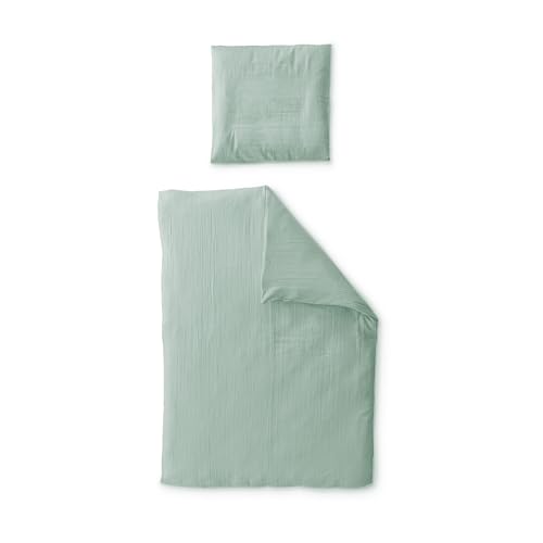 Ehrenkind® Bettwäsche-Set Musselin | 100% Bio-Baumwolle | Standard 100 by Oeko-TEX | 220x155cm + 80x80cm Jade | Bettwäsche 155x220 von Ehrenkind