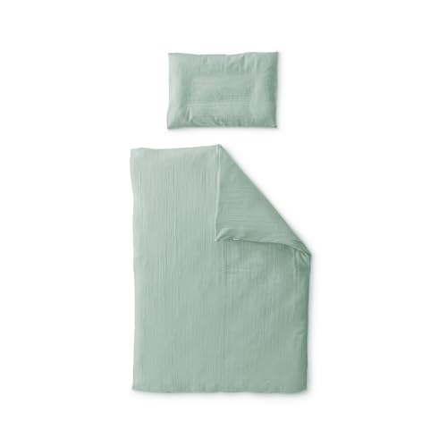 Ehrenkind® Bettwäsche-Set Musselin | 100% Bio-Baumwolle | Standard 100 by Oeko-TEX | 100x135cm + 40x60cm Jade | Bettwäsche 135x100 von Ehrenkind