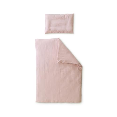 Ehrenkind® Bettwäsche-Set Musselin | 100% Bio-Baumwolle | Standard 100 by Oeko-TEX | 100x135cm + 40x60cm Rose | Bettwäsche 135x100 von Ehrenkind