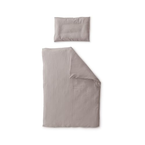 Ehrenkind® Bettwäsche-Set Musselin | 100% Bio-Baumwolle | Standard 100 by Oeko-TEX | 100x135cm + 40x60cm Taupe | Bettwäsche 135x100 von Ehrenkind