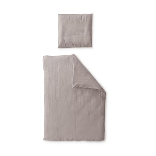 Ehrenkind® Bettwäsche-Set Musselin | 100% Bio-Baumwolle | Standard 100 by Oeko-TEX | 200x135cm + 80x80cm Taupe | Bettwäsche 135x200 von Ehrenkind