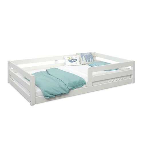 Ehrenkind® Bodenbett K3 aus massivem Kiefernholz Weiß 120x200 cm von Ehrenkind