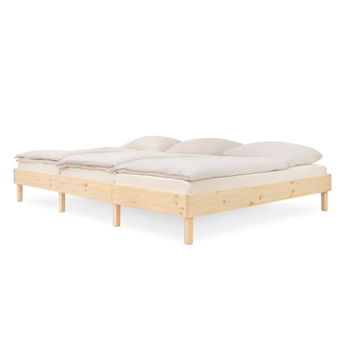 Ehrenkind® Familienbett Plano, 270 × 200 cm FSC® Zertifiziert | Kiefer Natur | 2‑in‑1 Höhe (Bodenbett oder Standard), Modular und Höhenverstellbar von Ehrenkind