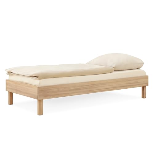 Ehrenkind® Einzelbett Plano, 90 × 200 cm FSC® Zertifiziert | Massiv-Eiche geölt | 2‑in‑1 Höhe (Bodenbett oder Standard), Modular und Höhenverstellbar von Ehrenkind