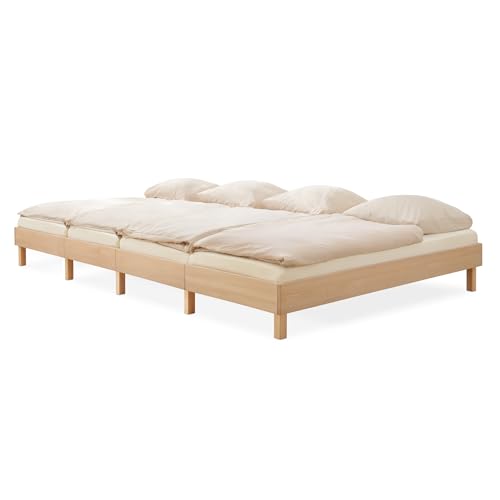 Ehrenkind® Familienbett Plano, 360 × 200 cm FSC® Zertifiziert | Massiv-Buche Natur | 2‑in‑1 Höhe (Bodenbett oder Standard), Modular und Höhenverstellbar von Ehrenkind