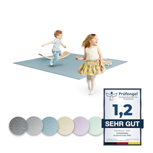 Ehrenkind® Krabbelmatte PRO | Extra dick und Soft | Made in Germany | Spielmatte Baby |Oeko-Tex 100 | Größe 180x180cm BLAUGRAU von Ehrenkind