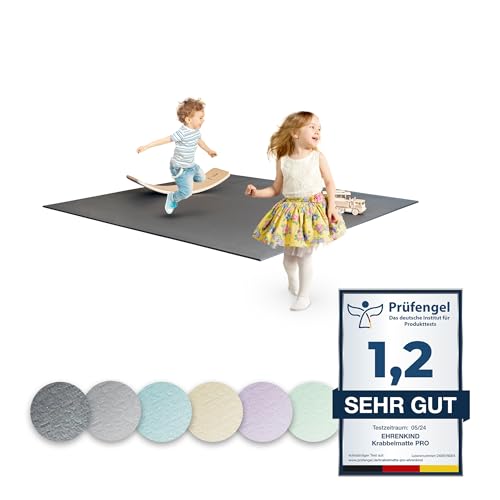 Ehrenkind® Krabbelmatte PRO | Extra dick und Soft | Made in Germany | Spielmatte Baby |Oeko-Tex 100 | Größe 180x240cm GRAU von Ehrenkind