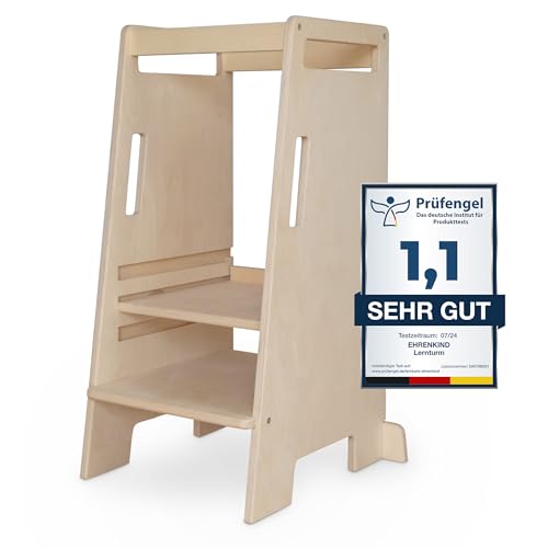 Ehrenkind® Lernturm Montessori höhenverstellbar | Natur-Holz Lernstuhl Nachhaltig | Lernturm | Learning Tower Kinderhocker Kinderturm Natur | Lernturm ab 1 von Ehrenkind