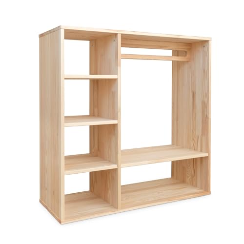 Ehrenkind® Montessori Kleiderschrank | Kinderregal Kiefer Natur | Kinderschrank FSC Zertifiziert | Garderobe für das Kinderzimmer in 100x100x40 | Kleiderschrank Kinderzimmer | Kinderzimmer Möbel von Ehrenkind