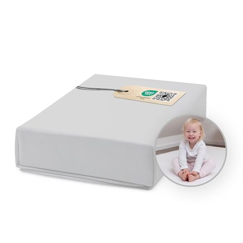 Ehrenkind® Spannbettlaken für Babybett Kinderbett | 100% Bio-Baumwolle Spannbettlaken 120x200 | Atmungsaktives Spannbetttuch (160 g/m²) | Oeko-TEX 100 Zertifiziert, 200x120cm GRAU von Ehrenkind