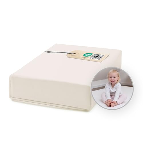 Ehrenkind® Spannbettlaken für Babybett Kinderbett | 100% Bio-Baumwolle Spannbettlaken 120x200 | Atmungsaktives Spannbetttuch (160 g/m²) | Oeko-TEX 100 Zertifiziert, 200x120cm Natur von Ehrenkind