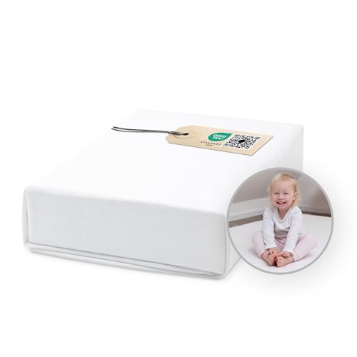 Ehrenkind® Spannbettlaken für Babybett Kinderbett | 100% Bio-Baumwolle Spannbettlaken 60x120 | Atmungsaktives Spannbetttuch (160 g/m²) | Material Oeko-TEX 100 Zertifiziert, 120x60cm WEIß von Ehrenkind