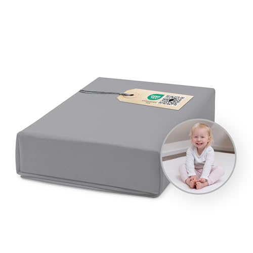 Ehrenkind® Spannbettlaken für Babybett Kinderbett | 100% Bio-Baumwolle Spannbettlaken 60x120 | Atmungsaktives Spannbetttuch (160 g/m²) | Oeko-TEX 100 Zertifiziert, 120x60cm DUNKELGRAU von Ehrenkind