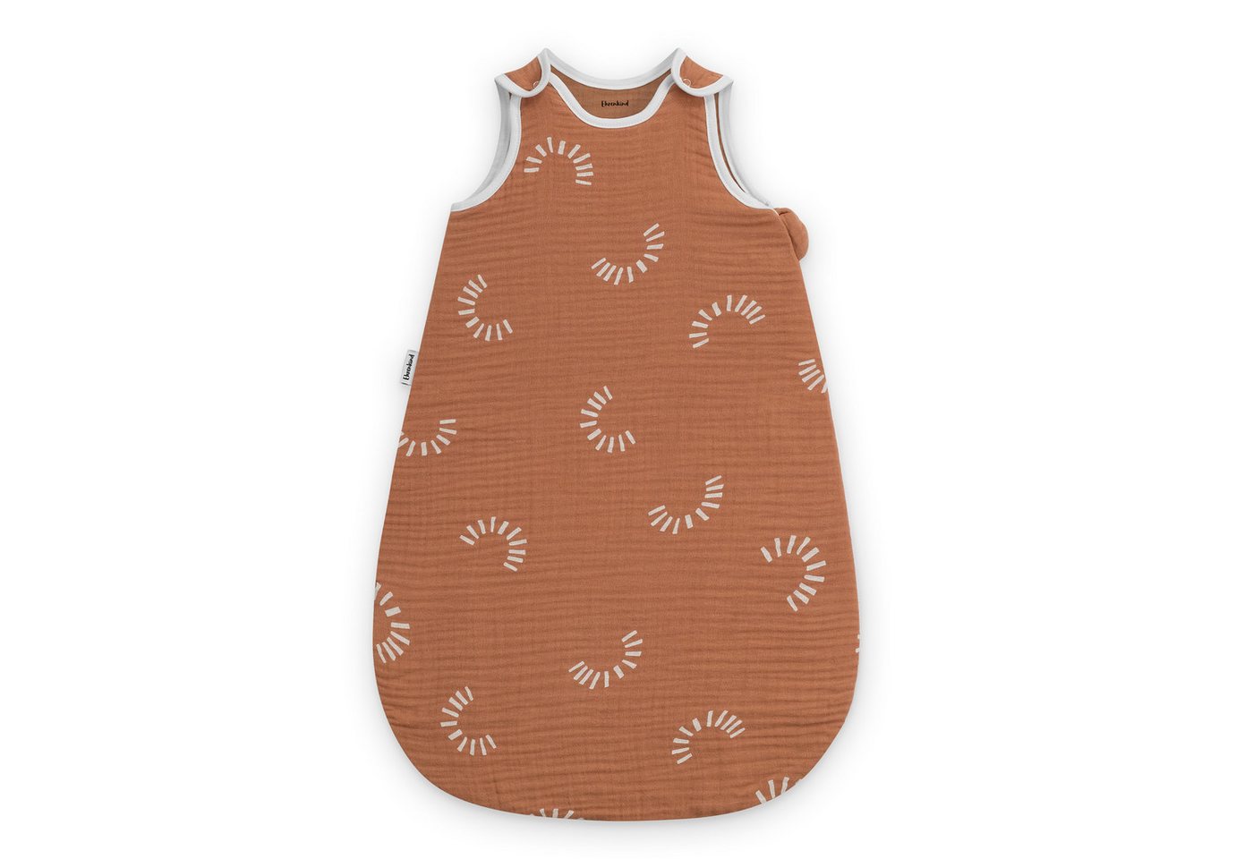 Ehrenkind Babyschlafsack Sommer 0.5 TOG, Rund aus Musselin (100 % Bio-Musselin, ohne Wattierung, leicht & atmungsaktiv, Zimt Gemustert), ideal für warme Nächte von Ehrenkind