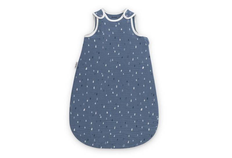 Ehrenkind Babyschlafsack Sommer 0.5 TOG, Rund aus Musselin (100 % Bio-Musselin, ohne Wattierung, leicht & atmungsaktiv, Jeansblau Tropfen), ideal für warme Nächte von Ehrenkind
