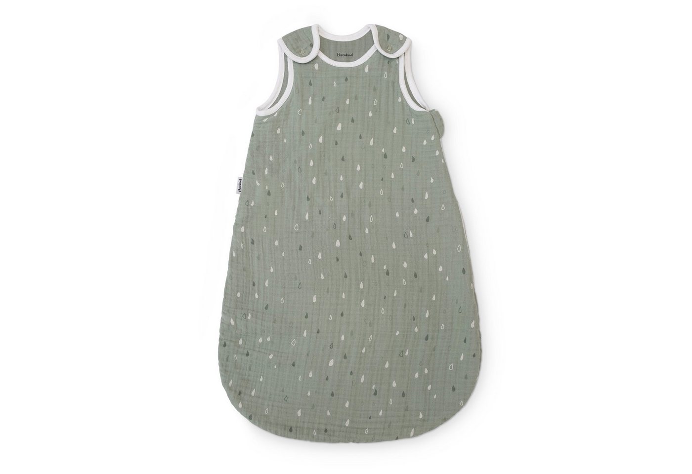 Ehrenkind Babyschlafsack Sommer 0.5 TOG, Rund aus Musselin (100 % Bio-Musselin, ohne Wattierung, leicht & atmungsaktiv, Jade Tropfen), ideal für warme Nächte von Ehrenkind