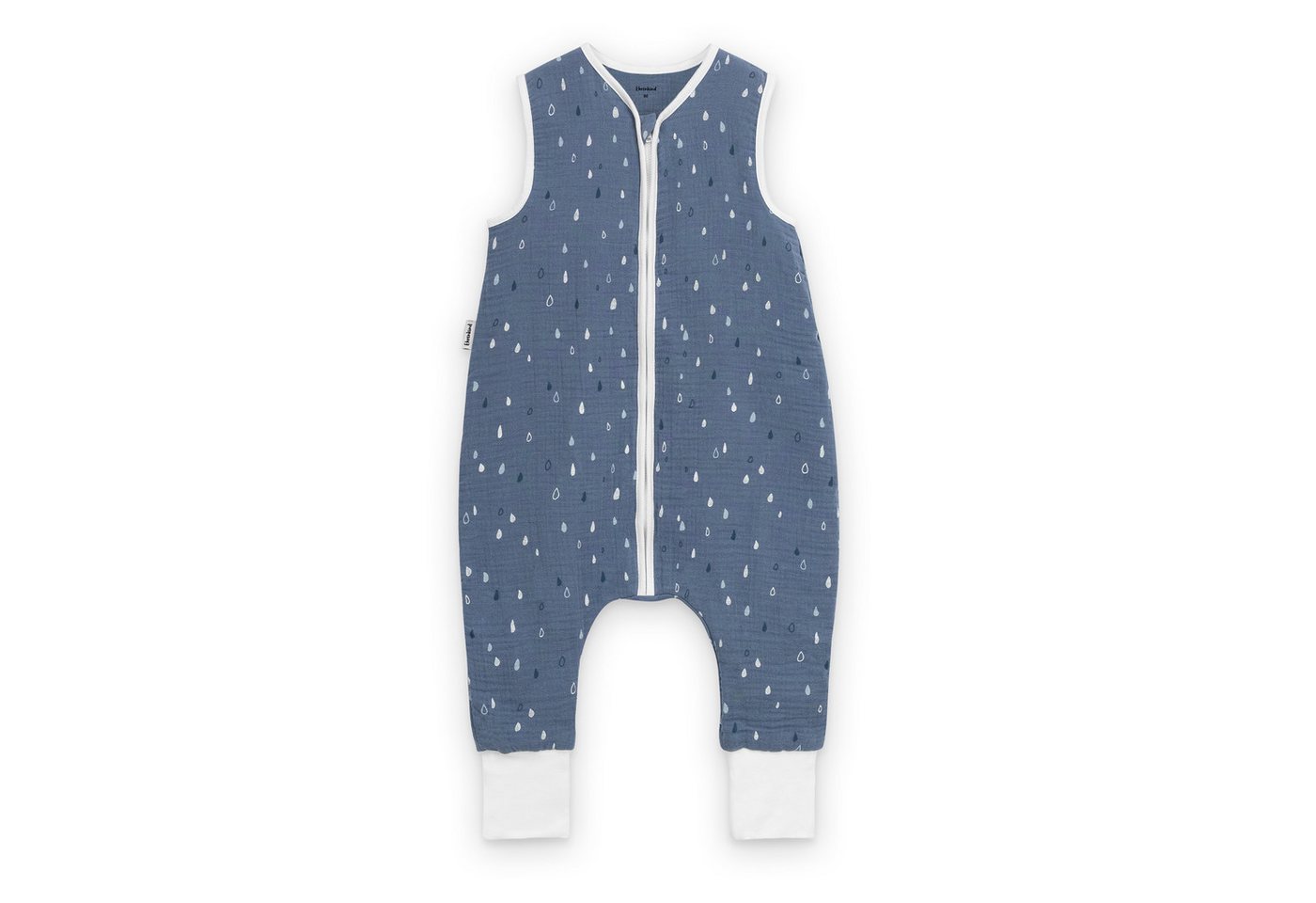 Ehrenkind Babyschlafsack Sommer 0.5 TOG aus Musselin, Premium Schlafsack mit Füßen (100 % Bio-Musselin, ohne Wattierung, leicht & atmungsaktiv, Jeansblaue Tropfen), ideal für warme Nächte von Ehrenkind