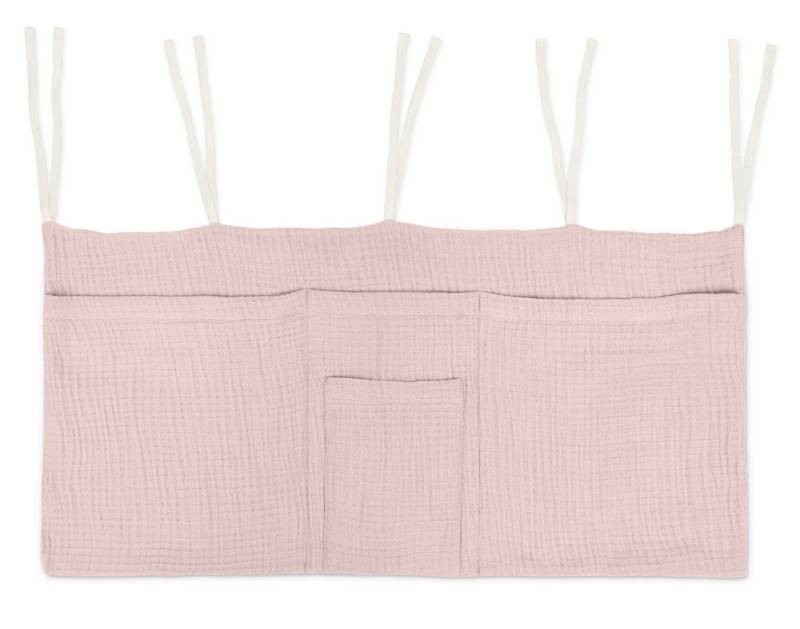 Ehrenkind Hängeaufbewahrung Bett Organizer, Praktische Betttasche für Ordnung am Bett (einfache Befestigung, 4-lagigen Bio-Musselin), Bettaufbewahrungstasche für Bücher & Kuscheltiere von Ehrenkind