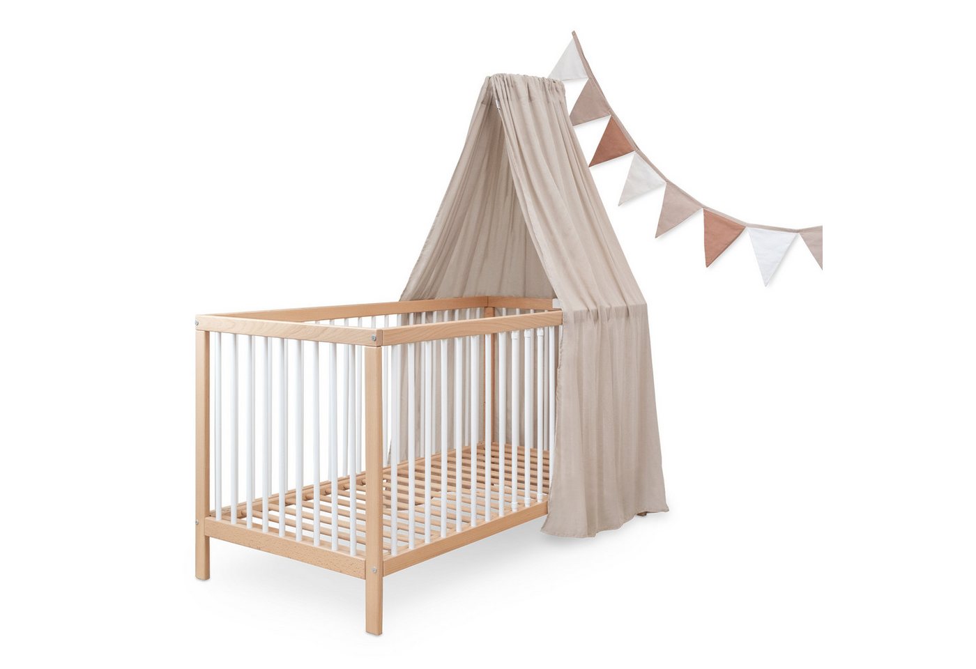 Ehrenkind Hängedekoration Deko Babybett, Kinderzimmer-Deko-Set (Kinderzimmer Deko), Baldachin & Wimpelkette für magische Momente, hochwertige Materialien von Ehrenkind