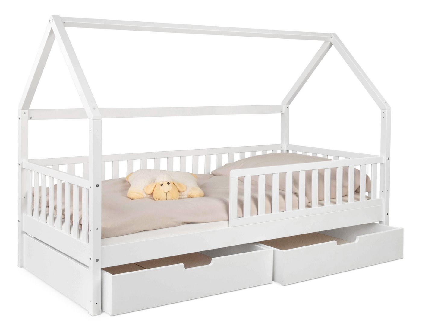 Ehrenkind Hausbett aus massiver Buche in verschiedenen Größen, FSC® zertifiziert (Montessori Kinderbett, Jugendbett aus massivem und nachhaltigem Buchenholz, 90x200), höhenverstellbar von Ehrenkind