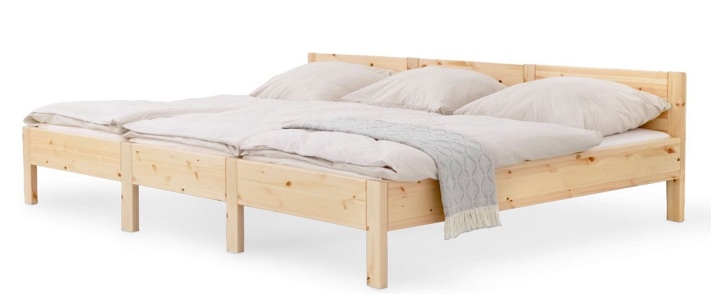 Ehrenkind Holzbett Familienbett Kiefer 270x200 cm (modulare Bauweise, Gemeinsamer Schlafplatz für die ganze Familie), aus massivem Kiefernholz von Ehrenkind
