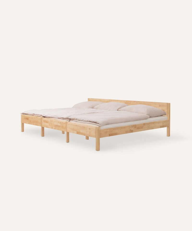 Ehrenkind Holzbett Familienbett aus massivem Birkenholz (270x200cm, modulare Bauweise, gemeinsamer Schlafplatz für die ganze Familie), Made in Europe von Ehrenkind