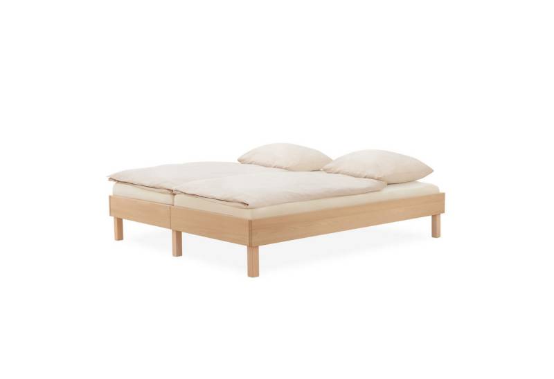 Ehrenkind Holzbett Plano, Modulares Familienbett, FSC® Zertifiziert (Doppelbett, 180x200 cm, Massiv-Buche Natur, 2‑in‑1 Höhe (Bodenbett oder Standard), Modular und Höhenverstellbar von Ehrenkind